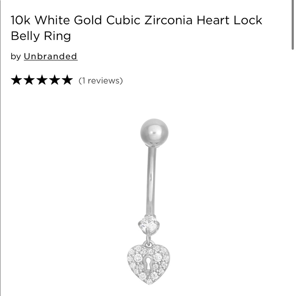 10K White Gold Belly Button Ring *NEW*